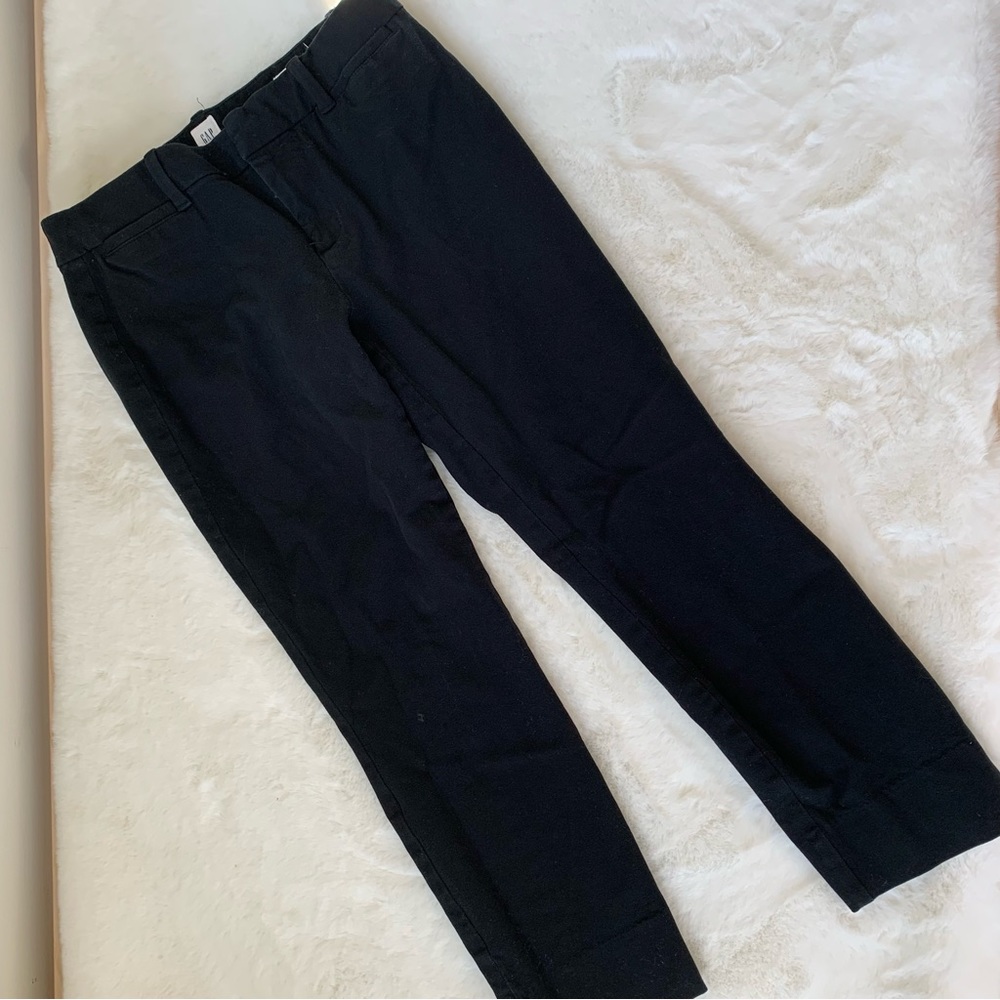 GAP Straight Leg Mid Rise Black Dress Pants Size 2 Ankle Length Slim